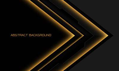 Wall Mural - abstract yellow glossy black cyber arrow direction geometric overlap on grey blank space design mode