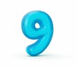 Blue jelly digit 9 Nine isolated on white background, numbers for kids 3d illustration
