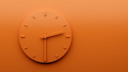 Sticker - 3d Illustration of Minimal Orange clock 2:30 Half past Two o'clock abstract on orange wall clock