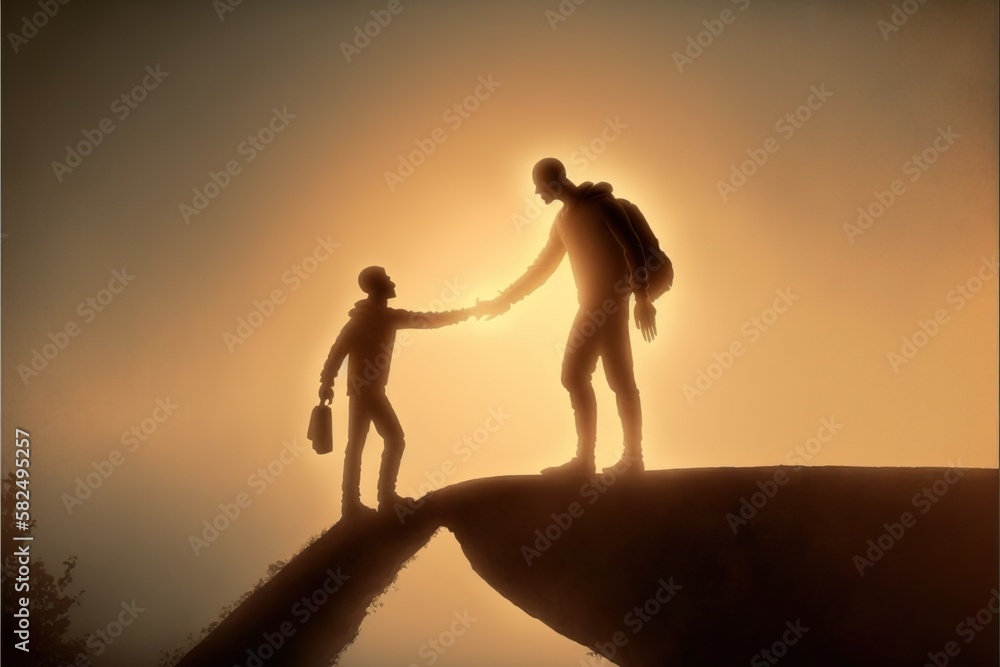 person seeking help and support depicted as reaching, concept of ...