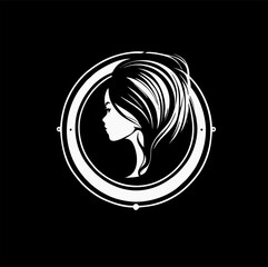 Wall Mural - illustration of long hair woman icon style, face woman logo for woman hair salon business design