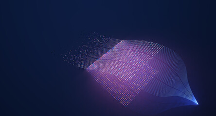 3d illustration. Virtual Data Transfer Technology in internet and network background. Big data visualization. Flow of data. Information code