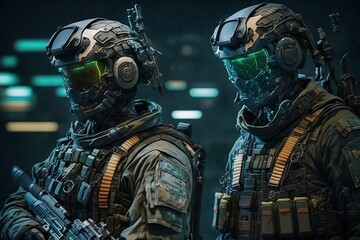 futuristic soldiers up close