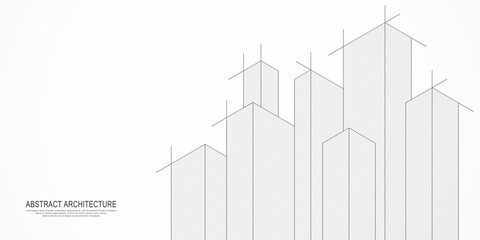 Wall Mural - architectural drawing with building construction. creative vector illustration of modern architectur