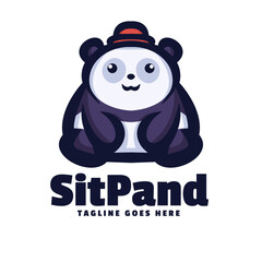 Wall Mural - Sit Panda Logo Vector