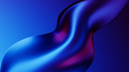 Wall Mural - Abstract fluid neon holographic iridescent wave in motion dark colorful tech background 3d render. Gradient design element for backgrounds, banners, wallpapers, posters and covers.	