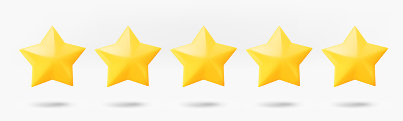 Aufkleber - Five stars rating concept. 3d vector isolated on white background