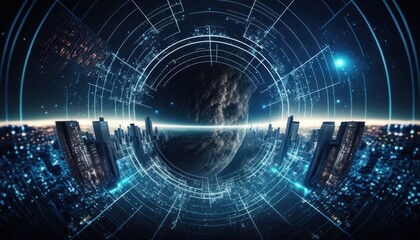 Wall Mural - Digital universe journey, time and space technology in the future background concept generative ai