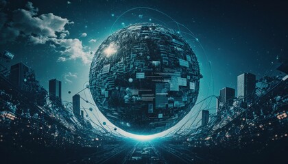 Wall Mural - Digital universe journey, time and space technology in the future background concept generative ai