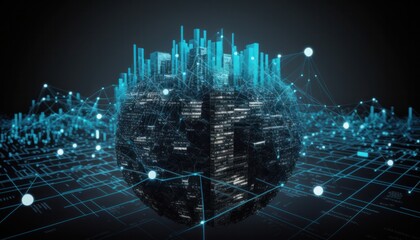 Wall Mural - Future technology with data connect and network background concept generative ai