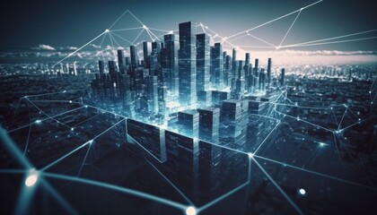 Wall Mural - Future technology with data connect and network background concept generative ai