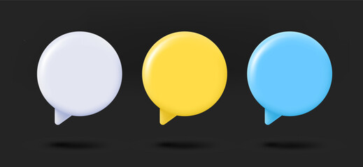 Aufkleber - Different color speech cloud icons collection. 3d vector isolated on black background