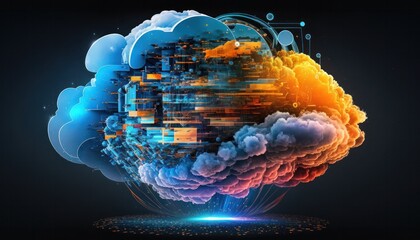 Hybrid cloud computing serverless technology background generative ai