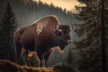 American Buffalo In The Field