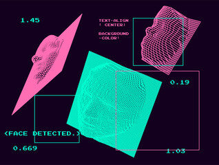 Wall Mural - 3d face made of a polygonal mesh. conceptual illustration of face recognition systems.