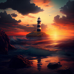 lighthouse at sunset