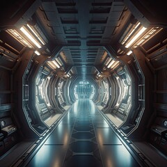 scifi futuristic corridor. Generative AI