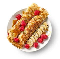 Sticker - freshly baked crepes with fresh fruits and caramel sauce