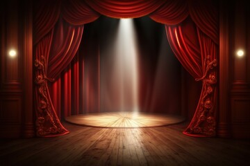 Wall Mural - Magic theater stage red curtains. Show concept. AI generated, human enhanced