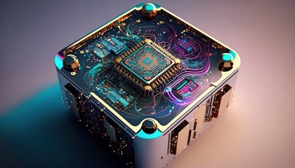 Wall Mural - Quantum computing algorithms cryptography high tech background concept generative ai