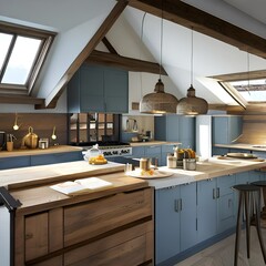 Wall Mural - A spacious and modern attic kitchen with plenty of storage3, Generative AI