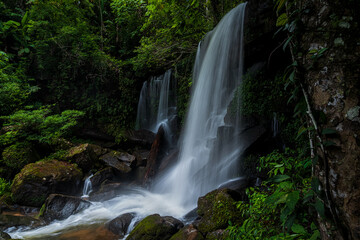 Aufkleber - Beautiful deep forest waterfall at Thailand.