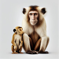 monkey with lion white background hd upscale