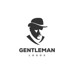 Wall Mural - male head logo illustration design,gentleman logo design illustration