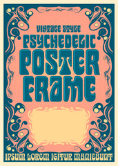 A vintage style psychedelic poster frame vector in the style of 1960s graphic arts from the hippie movement.