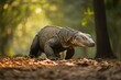 Menacing Komodo Dragon Lurking on the Indonesian Island, created with Generative AI technology