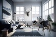 © ChaoticMind - Modern scandinavian living room interior - 3d render Generative AI
