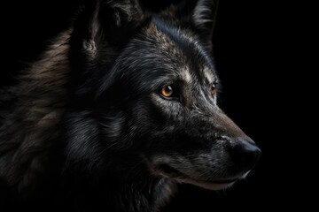 Poster - a wolf in black. Generative AI