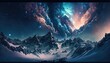 Snow mountain Galaxy milky way stars other dimension cloud space explosion background AI Generated