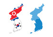 © manassanant - North korea and South korea country map and flag, vector illustration.