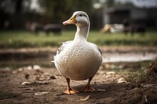 For A Full Length Photograph, Duck Stands. Generative AI