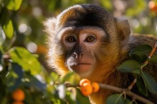 Close Up Of A Berber Monkey. Generative AI