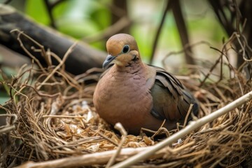 Poster - Morning dove nesting. Generative AI