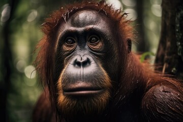 Sticker - Orangutan in Sumatra. Generative AI