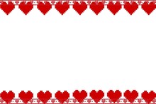 Red Pixel Heart Pattern Over White Background 