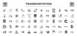 set of transportation filled icons. transportation glyph icons such as seatbelt, semaphore, car parking, small helicopter, alloy wheel, repair, airplane pointing up, sail boat, bikes vector.