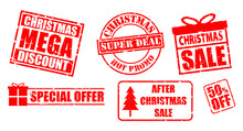 Set Of Christmas Grunge Rubber Stamp Isolated. Eps Vector
