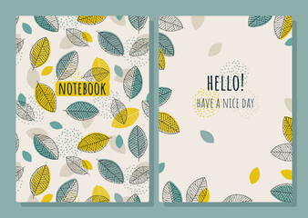 Wall Mural - Cover design with leaves pattern. Applicable for notebook cover, planner, brochure, book, catalog etc. 