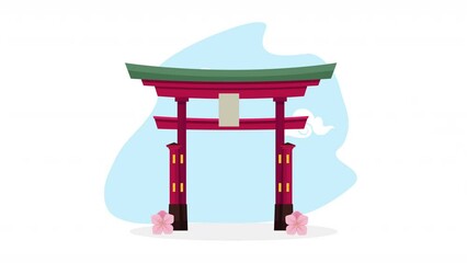 Poster - asian pagoda red arch animation