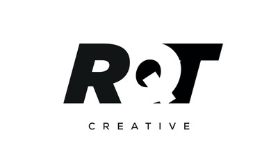 RQT letters negative space logo design. creative typography monogram vector	
