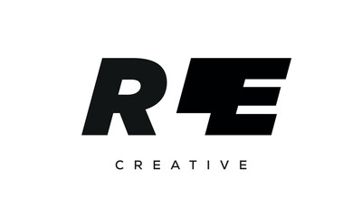 RLE letters negative space logo design. creative typography monogram vector	