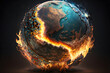 burning earth in fire global warming world catastrophy end of the world