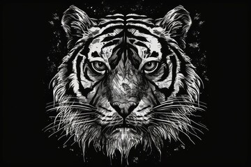 Canvas Print - tiger tattoo logo created with ink from a predator's hands. Generative AI