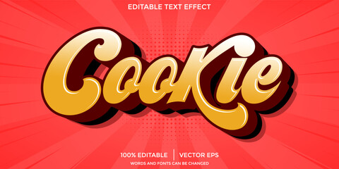 cookie text effect template design with bold font style and retro concept use for brand and food log