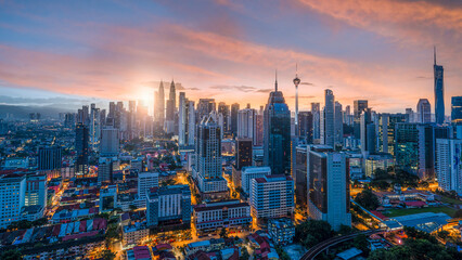 lapse Landscape of Kuala Lumpur, Malaysia at morning and sunrise.