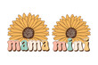 mama mini mothers day retro sublimation flower vector design for t-shirts, tote bags, cards, frame artwork, phone cases, bags, mugs, stickers, tumblers, print, etc. 